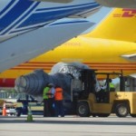 Engine arrives for stranded cargo plane