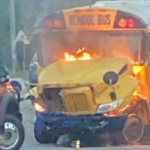 School bus catches fire after morning crash
