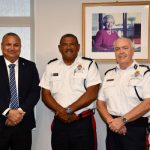 Acting Governor Franz Manderson, Chief Superintendent Brad Ebanks, Commissioner Derek Byrne